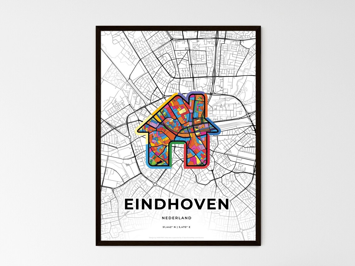 Eindhoven Netherlands Modern Minimalist Heart Street Map Art Poster - Image 3
