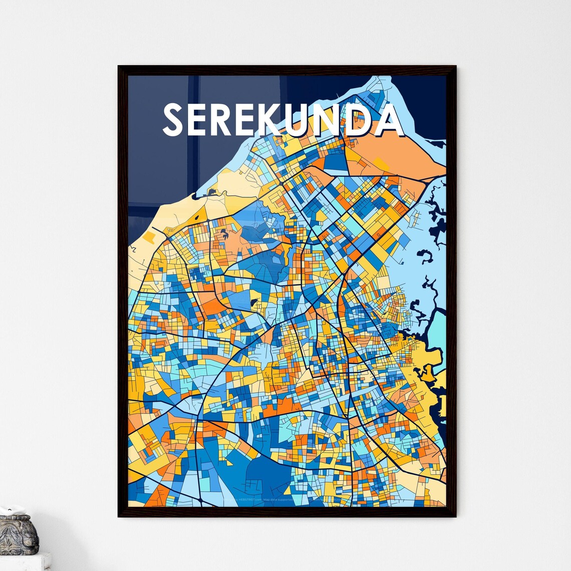 Serekunda Gambia Vibrant Colorful City Map Art Print Home Decor