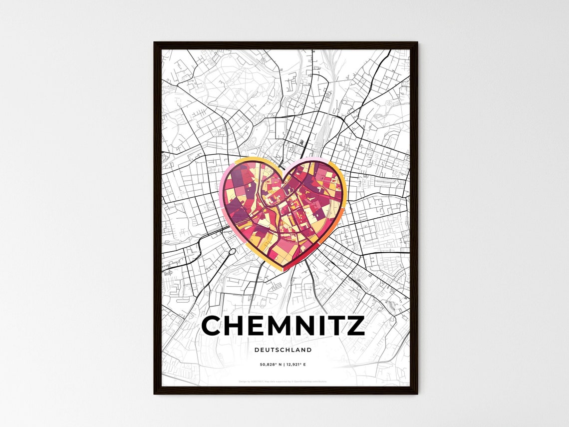 Chemnitz Germany Where It All Began Heart Map Coordinates Poster