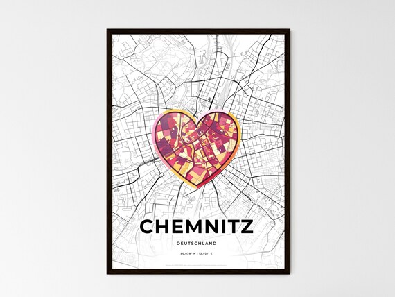 Chemnitz Germany Where It All Began Heart Map Coordinates Poster