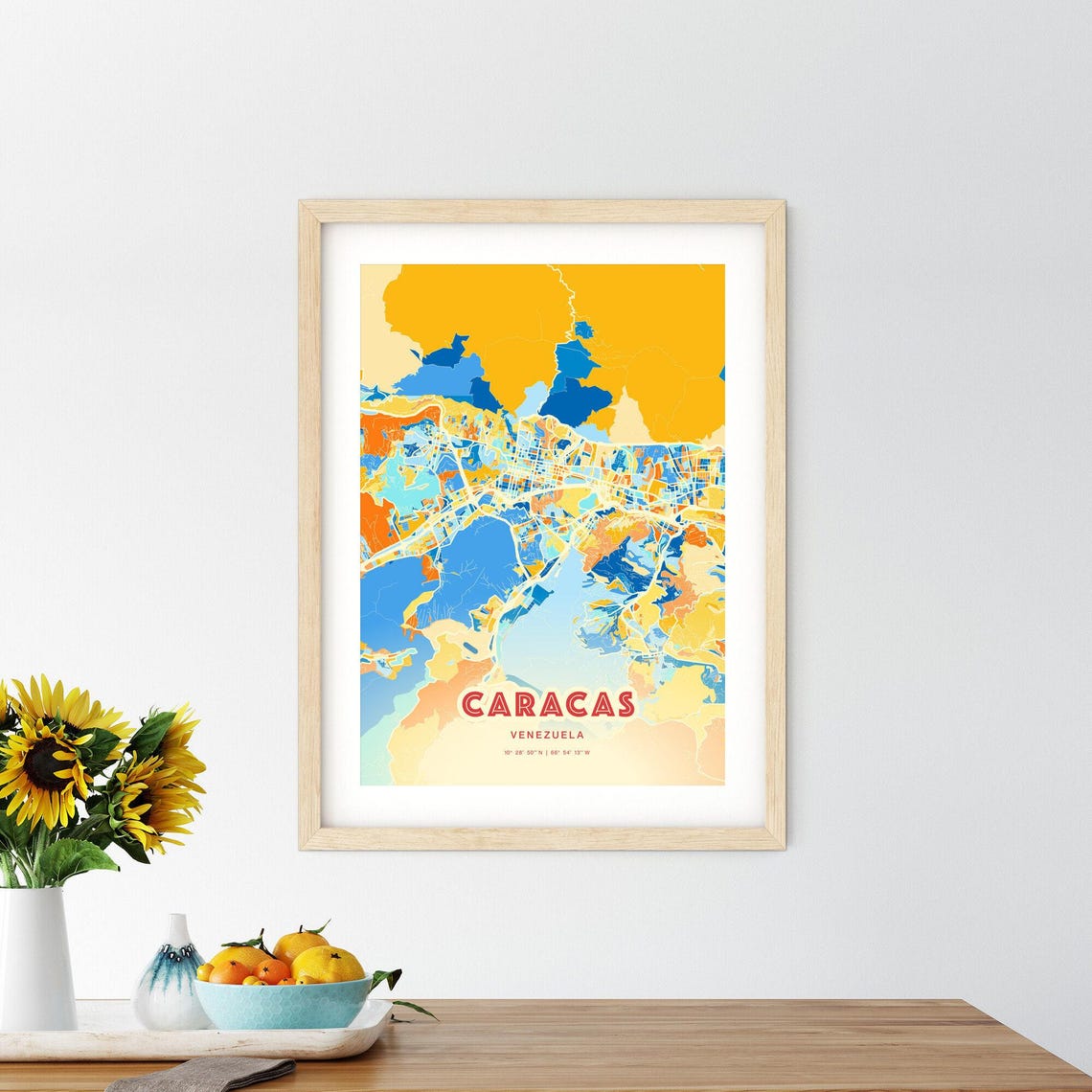 Caracas Venezuela Colorful City Map Coordinates Modern Art Poster - Image 2