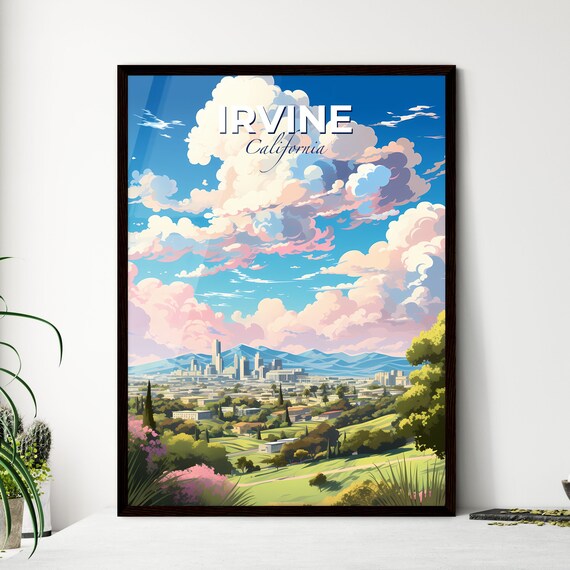 Irvine California Skyline Mountain View Landscape Travel Poster