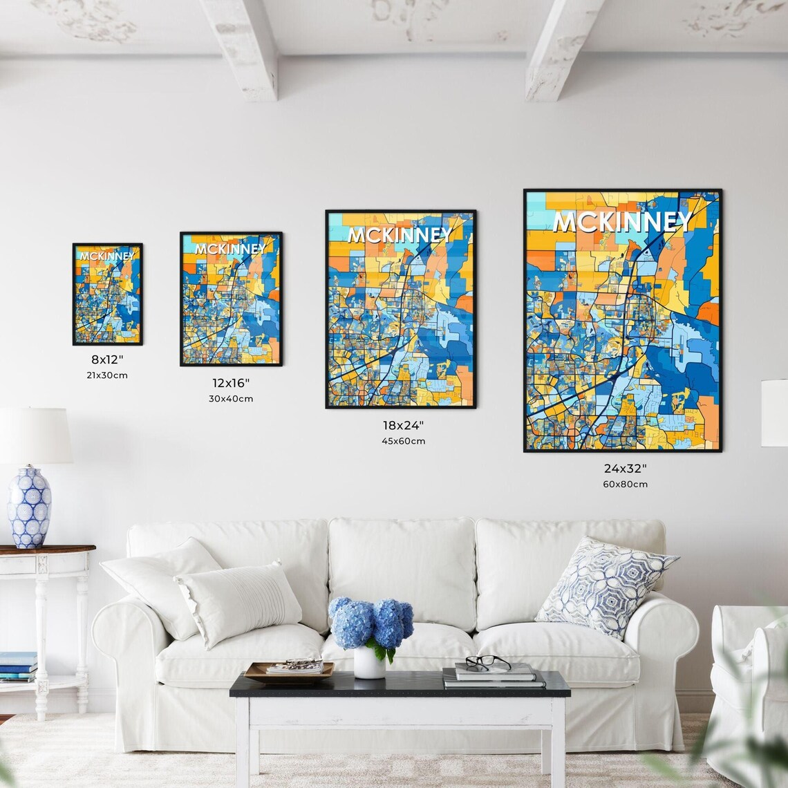 McKinney Texas Colorful Modern City Street Map Artwork Poster - Image 3