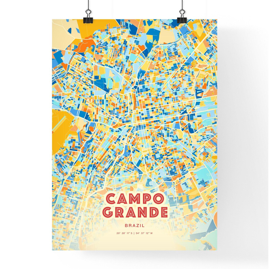 Campo Grande Brazil Colorful City Map Art Coordinates Poster - Image 3