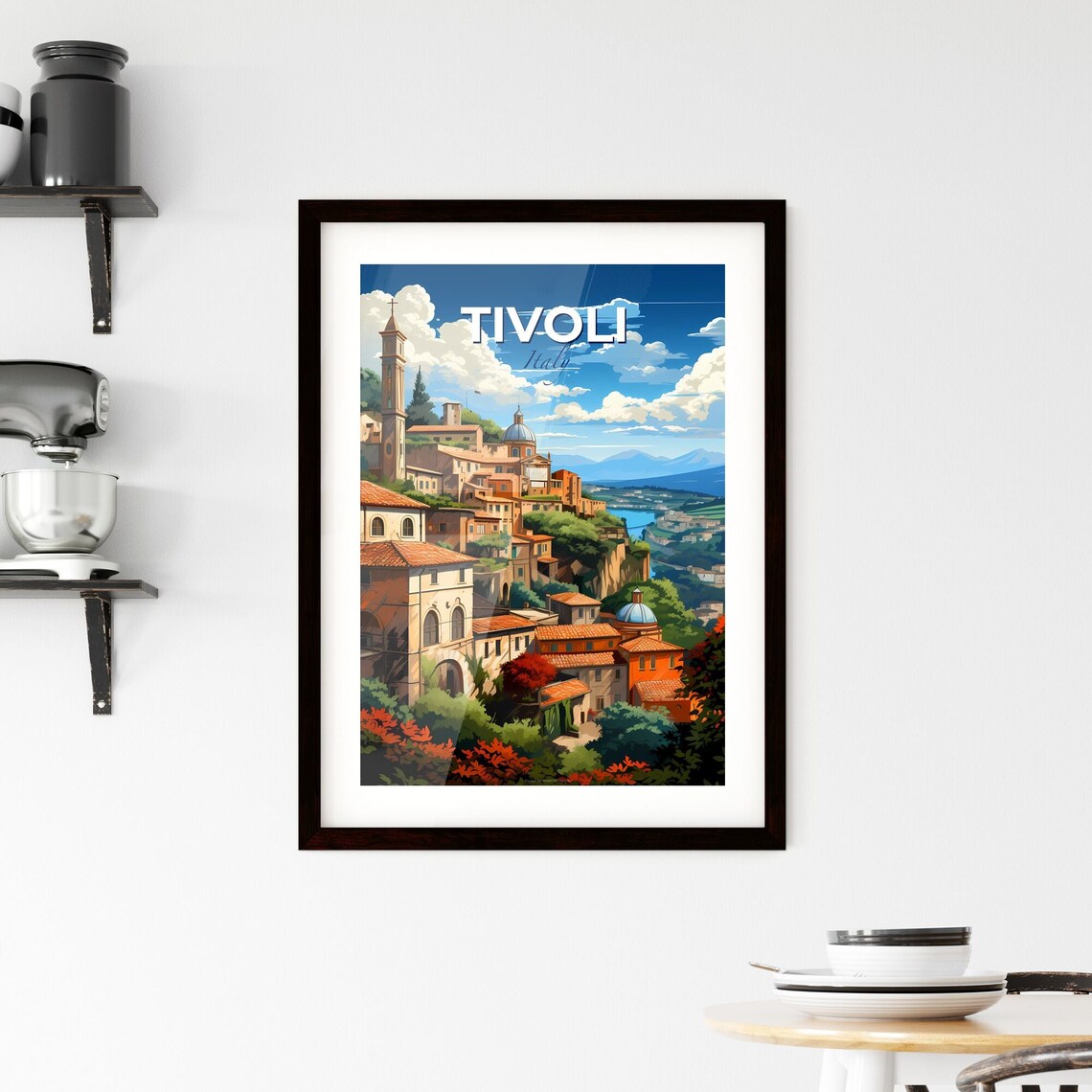 Tivoli Italy Hillside Old Town Towers Domes Red Roofs Poster - Image 2