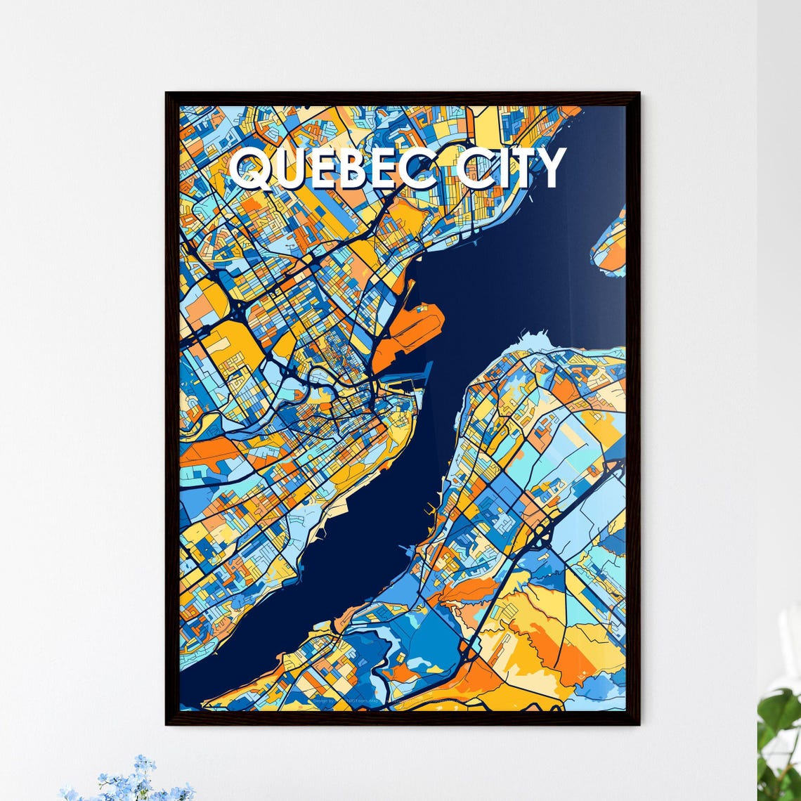 Custom Quebec City Canada Vibrant Colorful City Street Map Art Poster