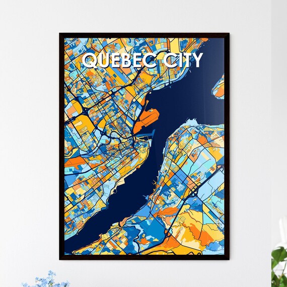 Custom Quebec City Canada Vibrant Colorful City Street Map Art Poster