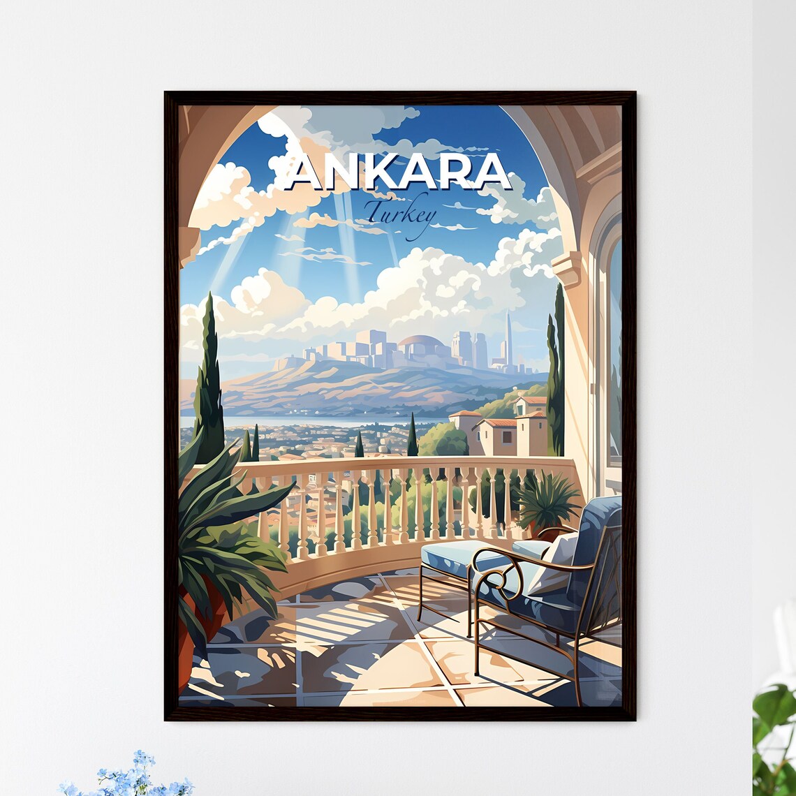 Ankara Turkey Terrace Balcony City Overlook Travel Poster Art
