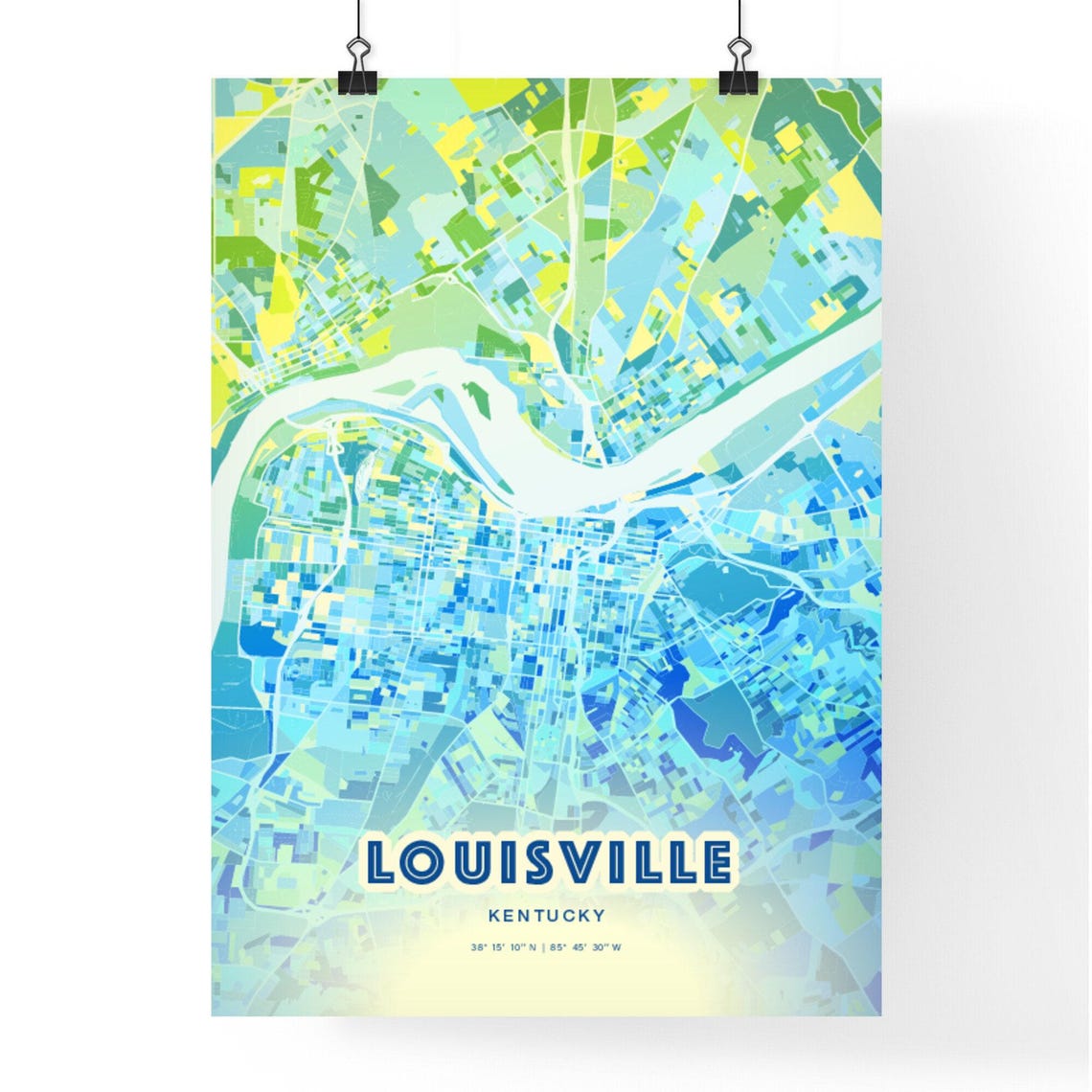 Louisville Kentucky Bluish Gradient City Map Art Poster Customizable - Image 3