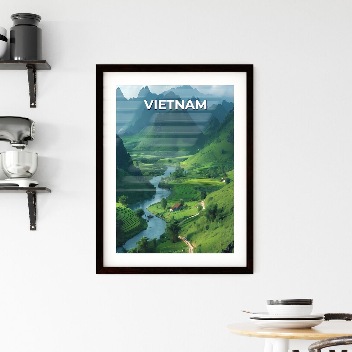 Vietnam Emerald Rice Terraces River Valley Mountain Travel Poster - Image 2