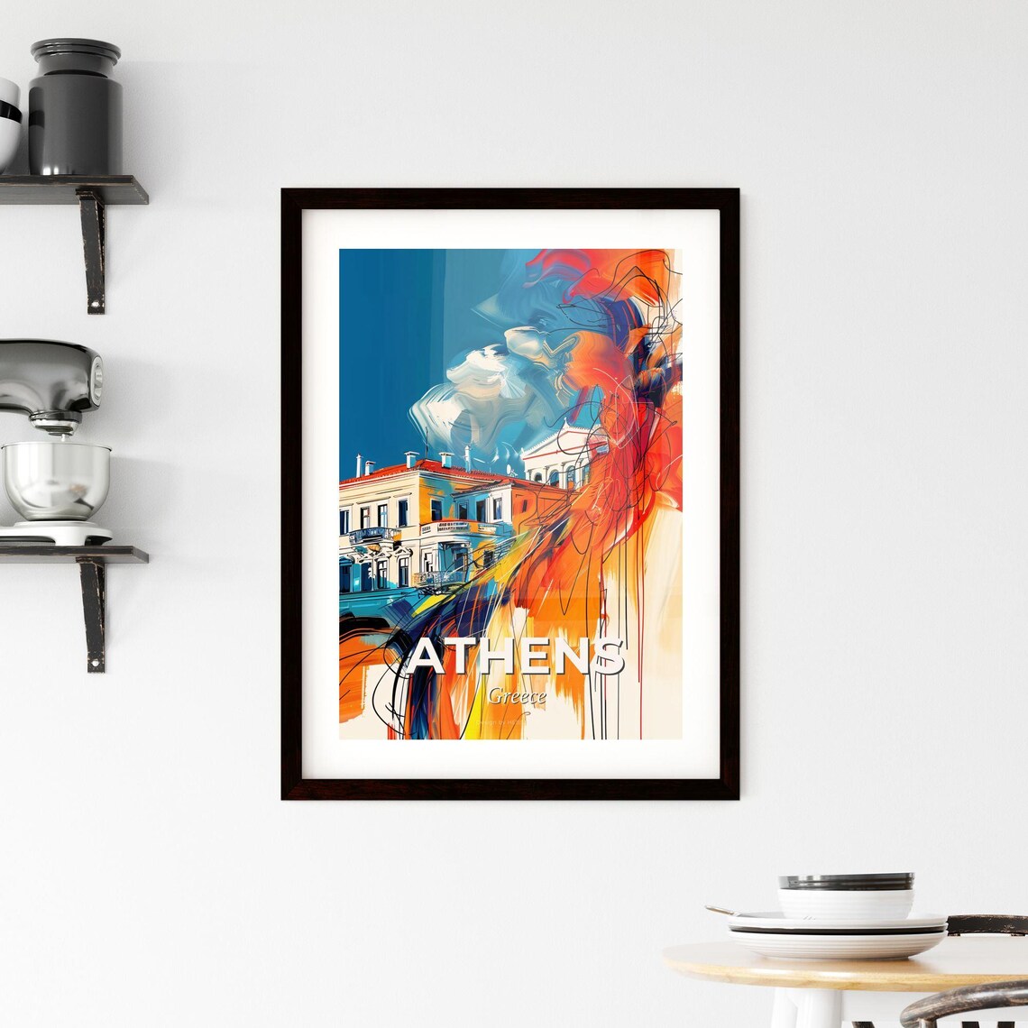 Athens Greece Vibrant Watercolor Historic City Travel Poster - Image 2
