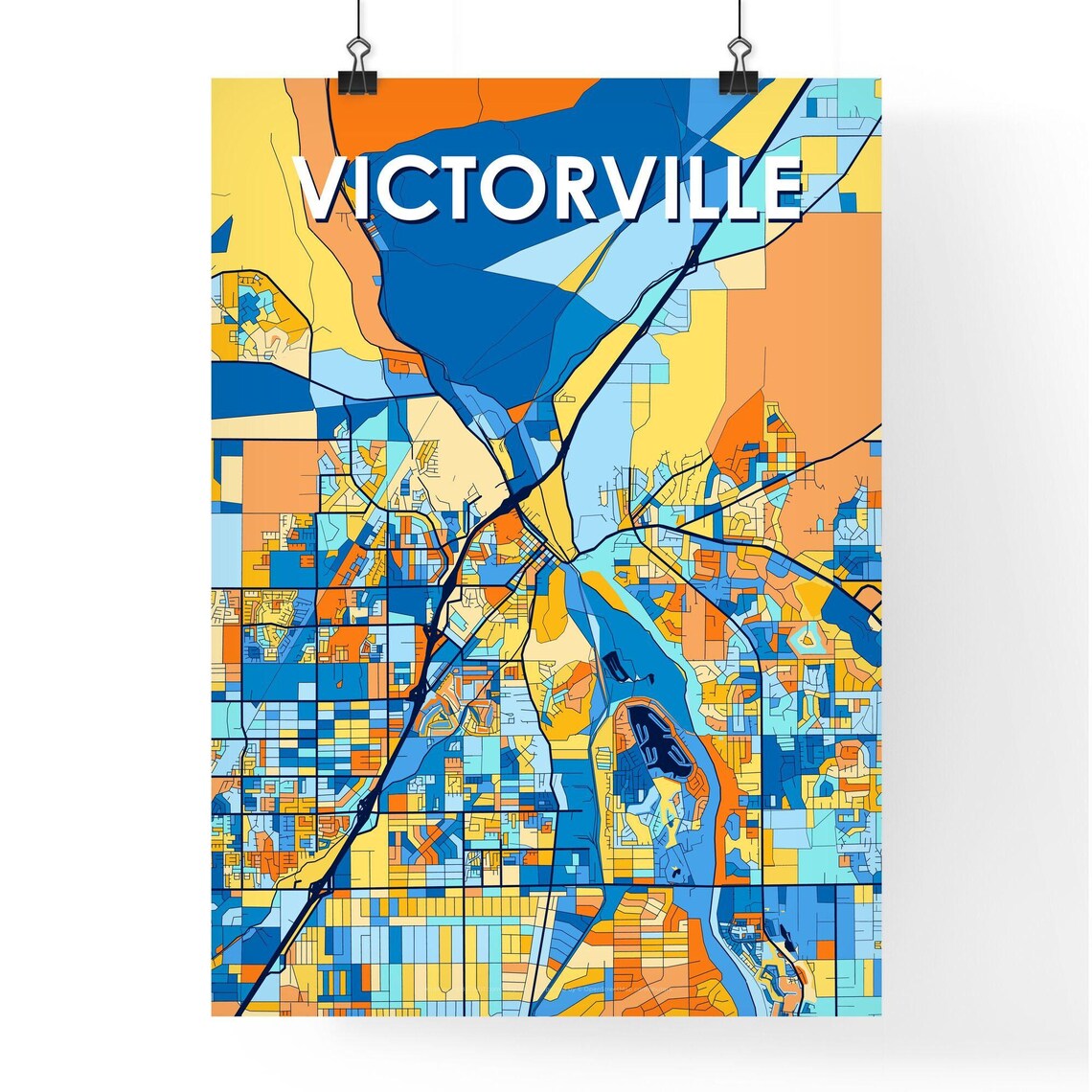 Victorville California Colorful Modern City Map Poster for Home and Office - Image 4