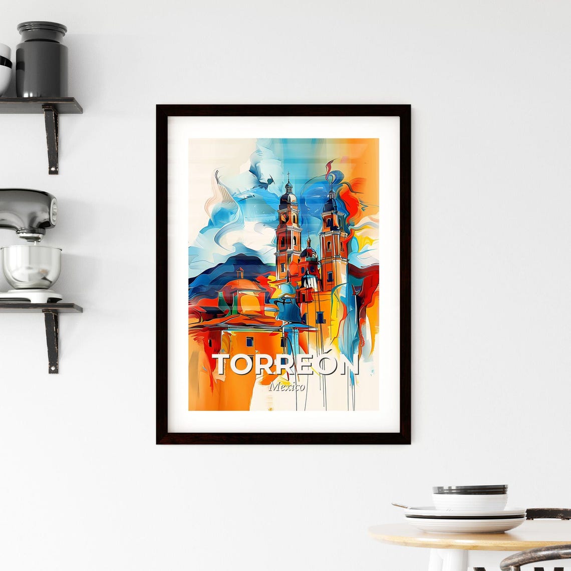 Vibrant Torren Mexico A Painting Of A Building Colorful Cities Paintings Customizable - Image 2
