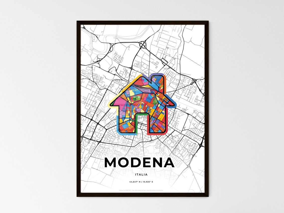 Modena Italy Where It All Began Heart Map Coordinates Poster - Image 3