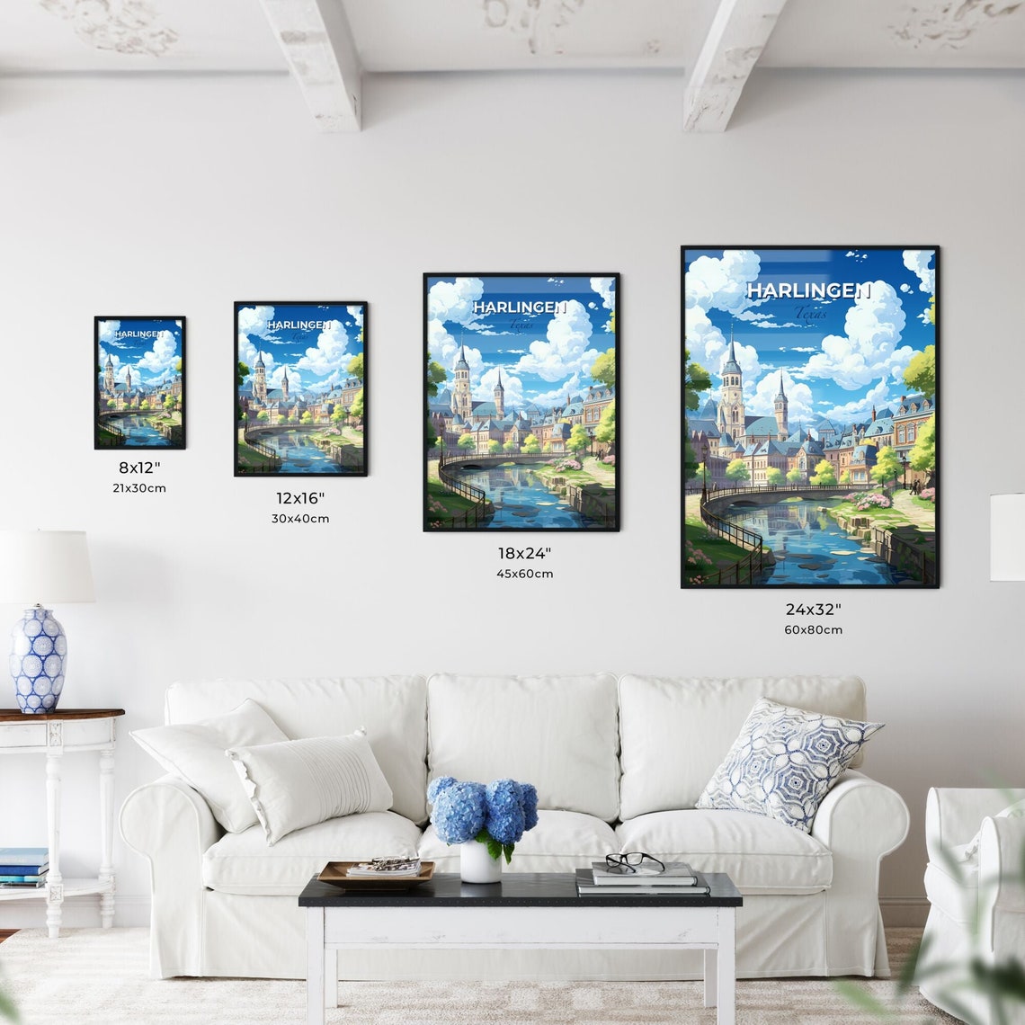 Harlingen Texas Old Town Cathedral River Stone Bridge Poster - Image 3