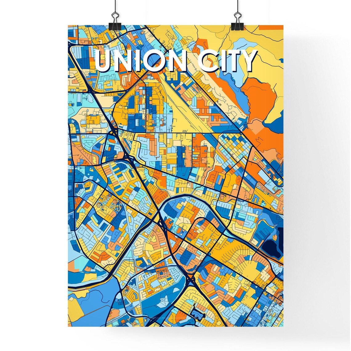 Union City California City Map Poster Vibrant Modern Wall Decor - Image 4
