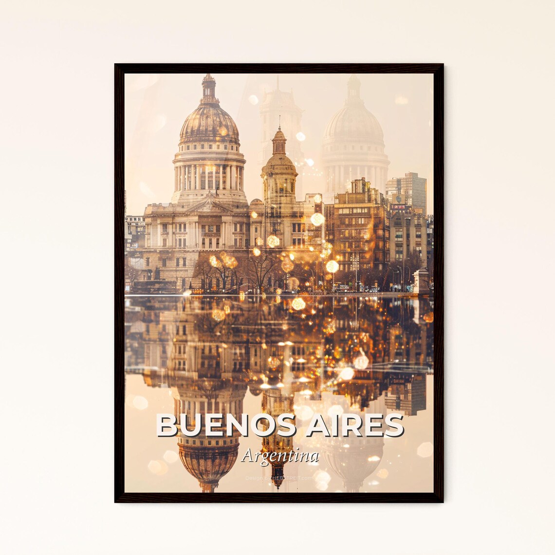Buenos Aires Argentina Golden Double Exposure Cityscape Poster