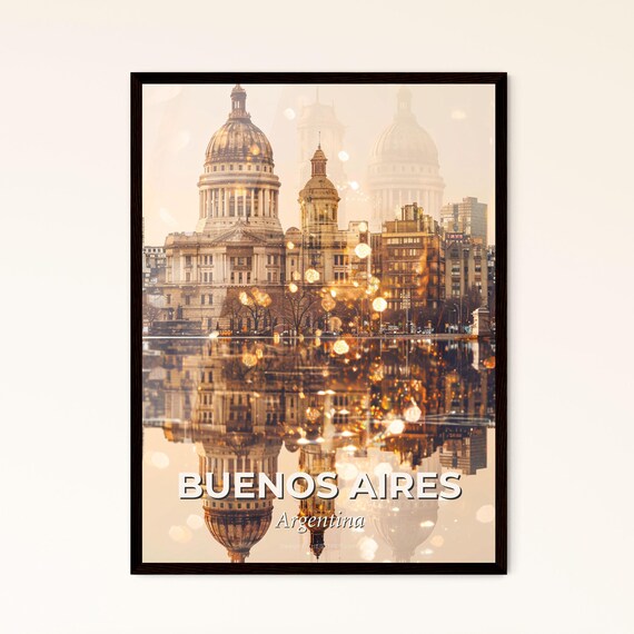 Buenos Aires Argentina Golden Double Exposure Cityscape Poster