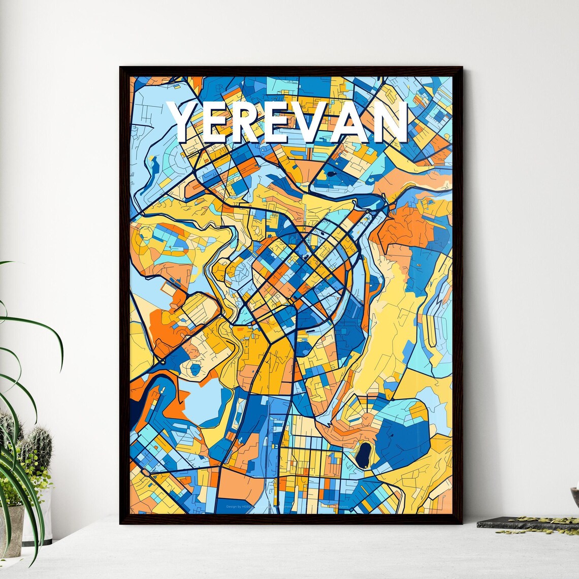 Yerevan Armenia Bold Colorful Modern Geometric City Map Art Poster