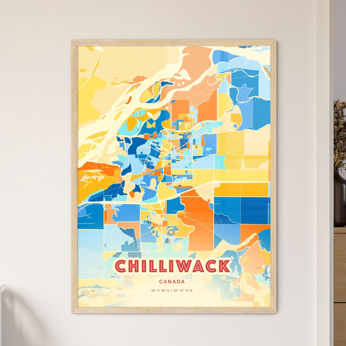 Chilliwack Canada Modern Colorful City Street Map Art Poster - Image 3