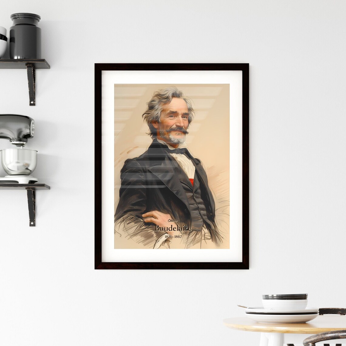 Charles Baudelaire 1821 to 1867 Poet Portrait Vintage Art Poster - Image 2