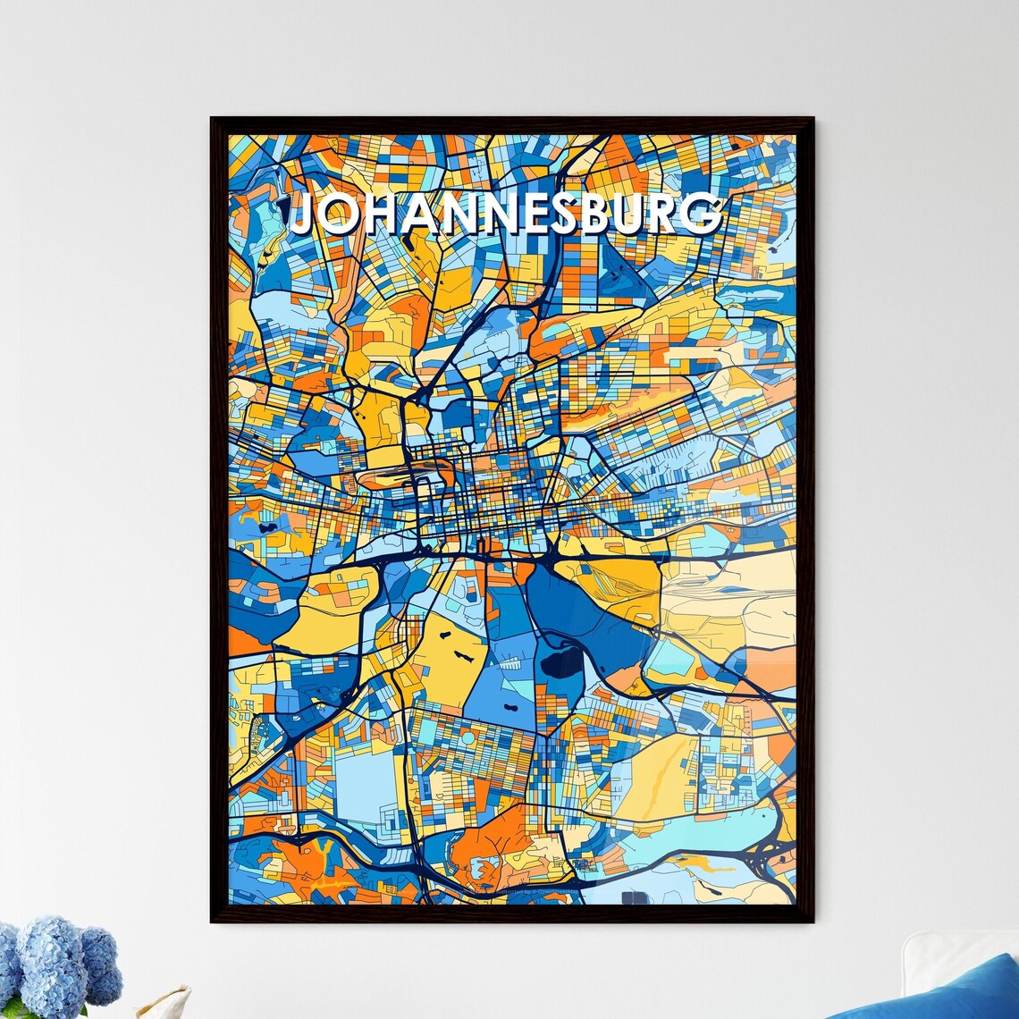 Johannesburg South Africa Colorful City Street Map Poster Art