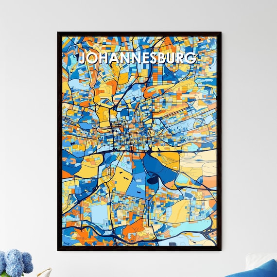 Johannesburg South Africa Colorful City Street Map Poster Art