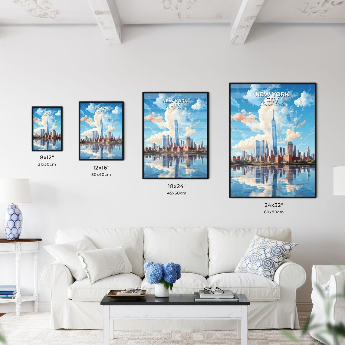 New York City Manhattan Skyline Water Reflection Travel Poster - Image 3