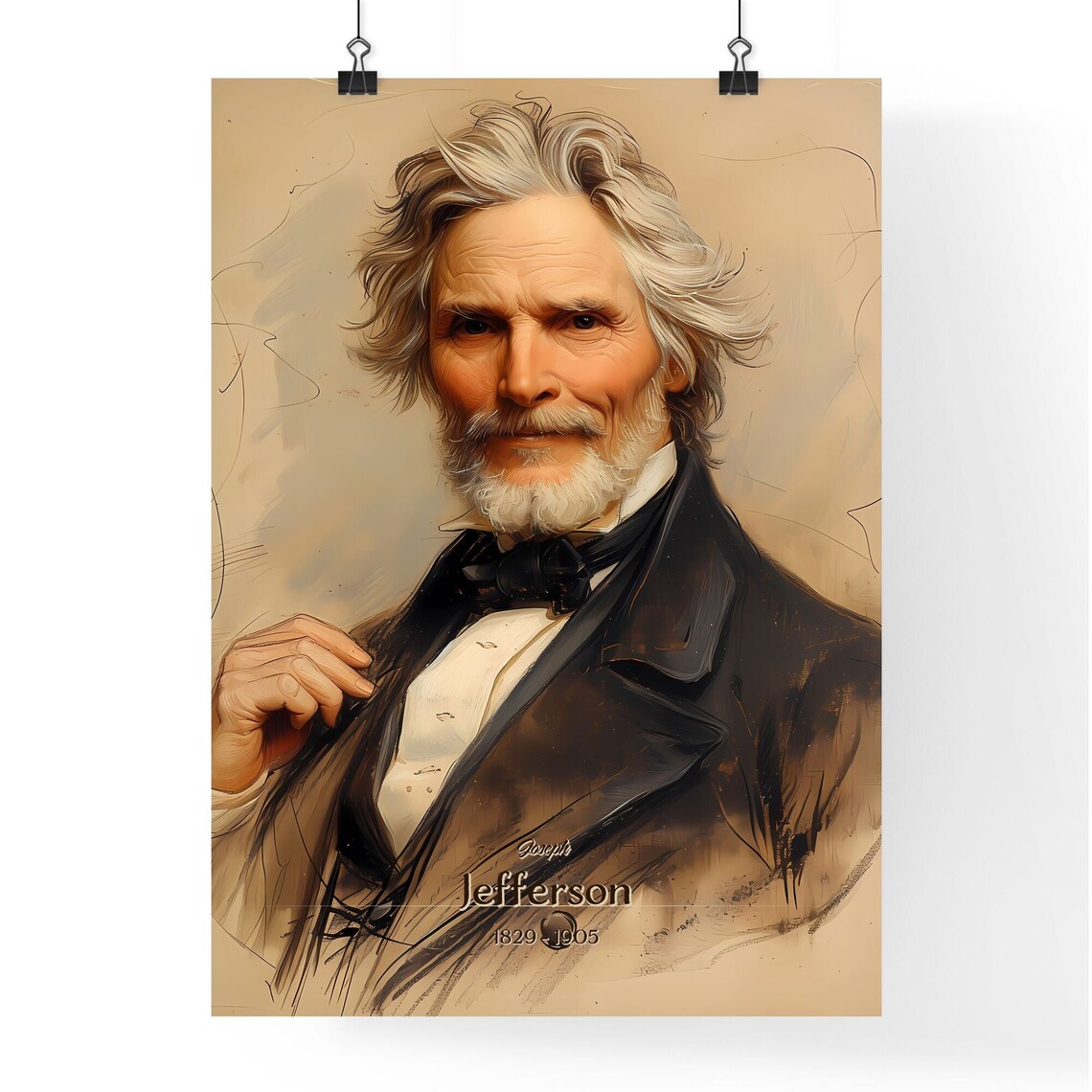 Joseph Jefferson 1829 1905 Vintage Portrait Painting Art Poster - Image 4