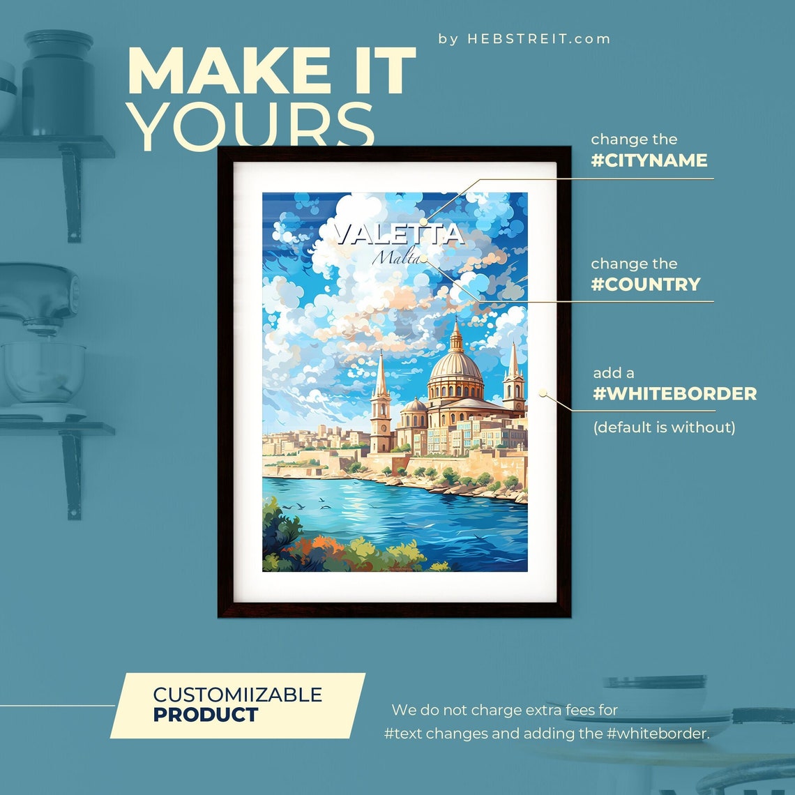 Valetta Malta Domed Basilica across the Sparkling Harbor Poster - Image 2