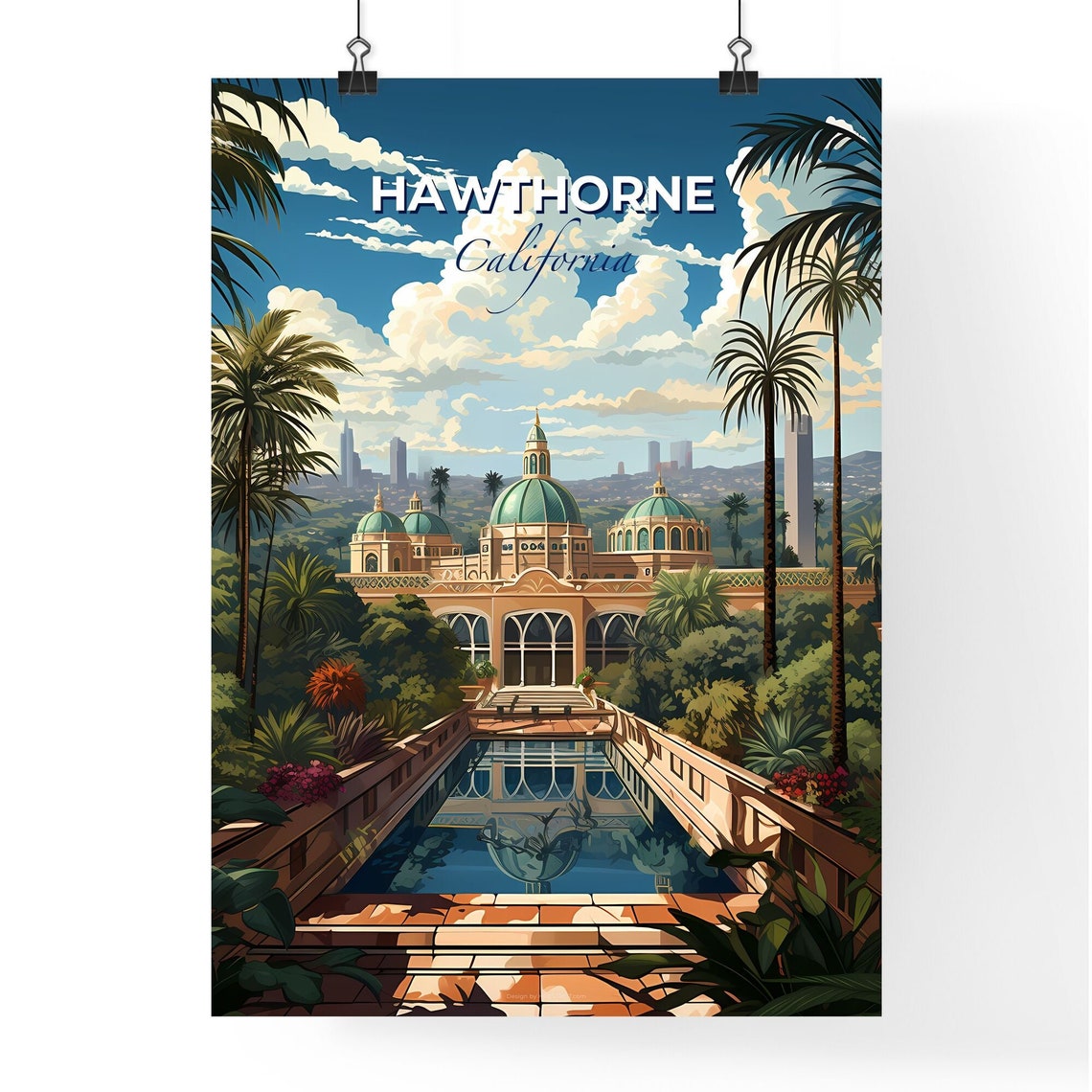Vivid Hawthorne California Domed Palace Reflecting Pool Poster - Image 4