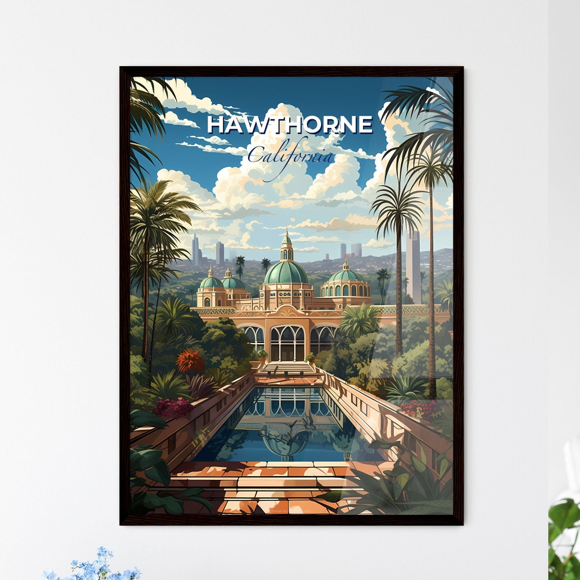 Vivid Hawthorne California Domed Palace Reflecting Pool Poster