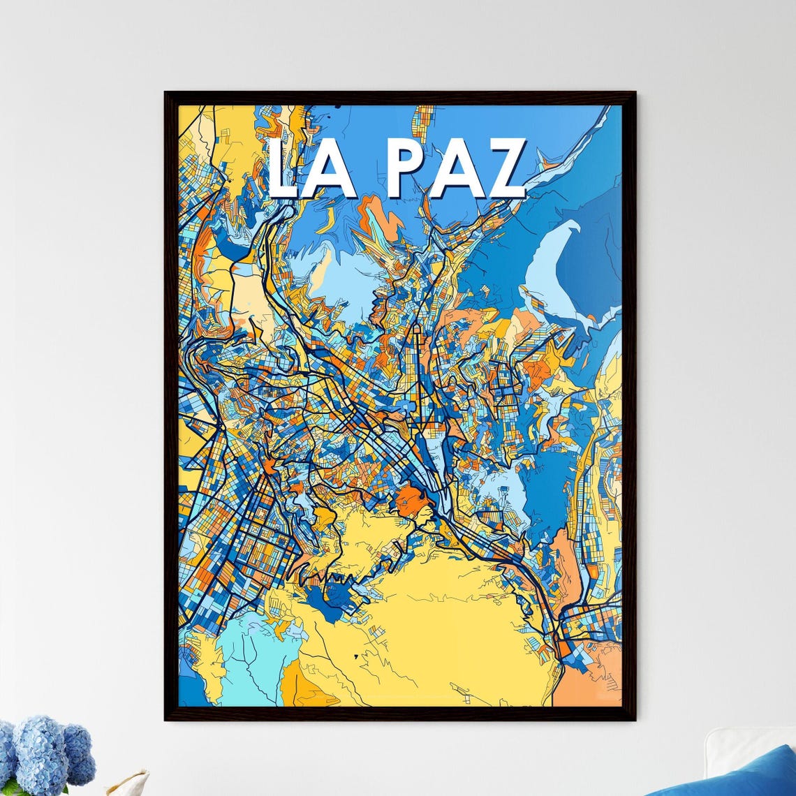 La Paz Bolivia Bold Colorful Vibrant City Street Map Art Poster