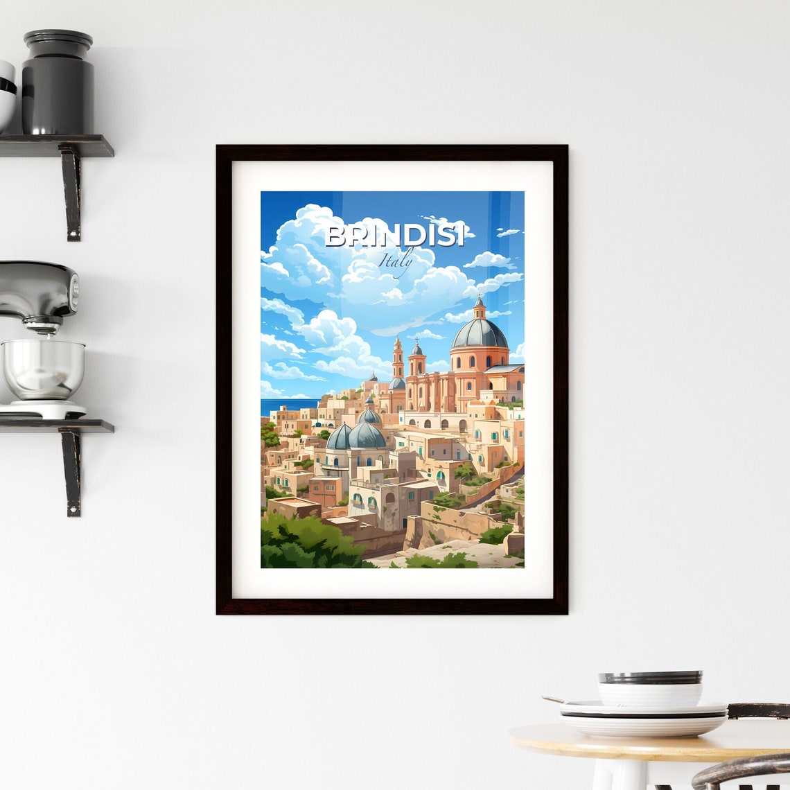 Brindisi Italy Seaside Domes Cathedral Towers Blue Sky Poster - Image 2