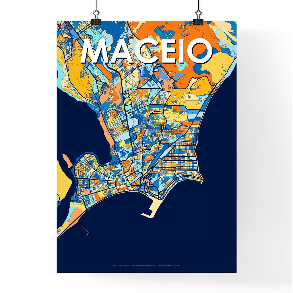 Maceio Brazil Bold Colorful Vibrant City Street Map Art Poster - Image 4