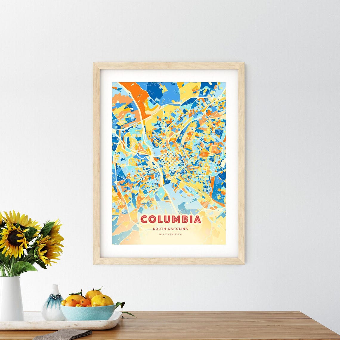 Columbia South Carolina Colorful City Map Art Coordinates Poster - Image 2