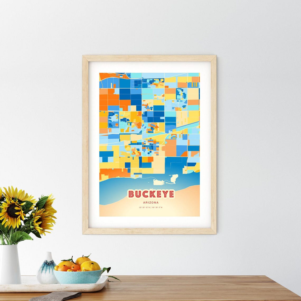 Buckeye Arizona Blue Orange Street Map Art Home Decor Poster - Image 2