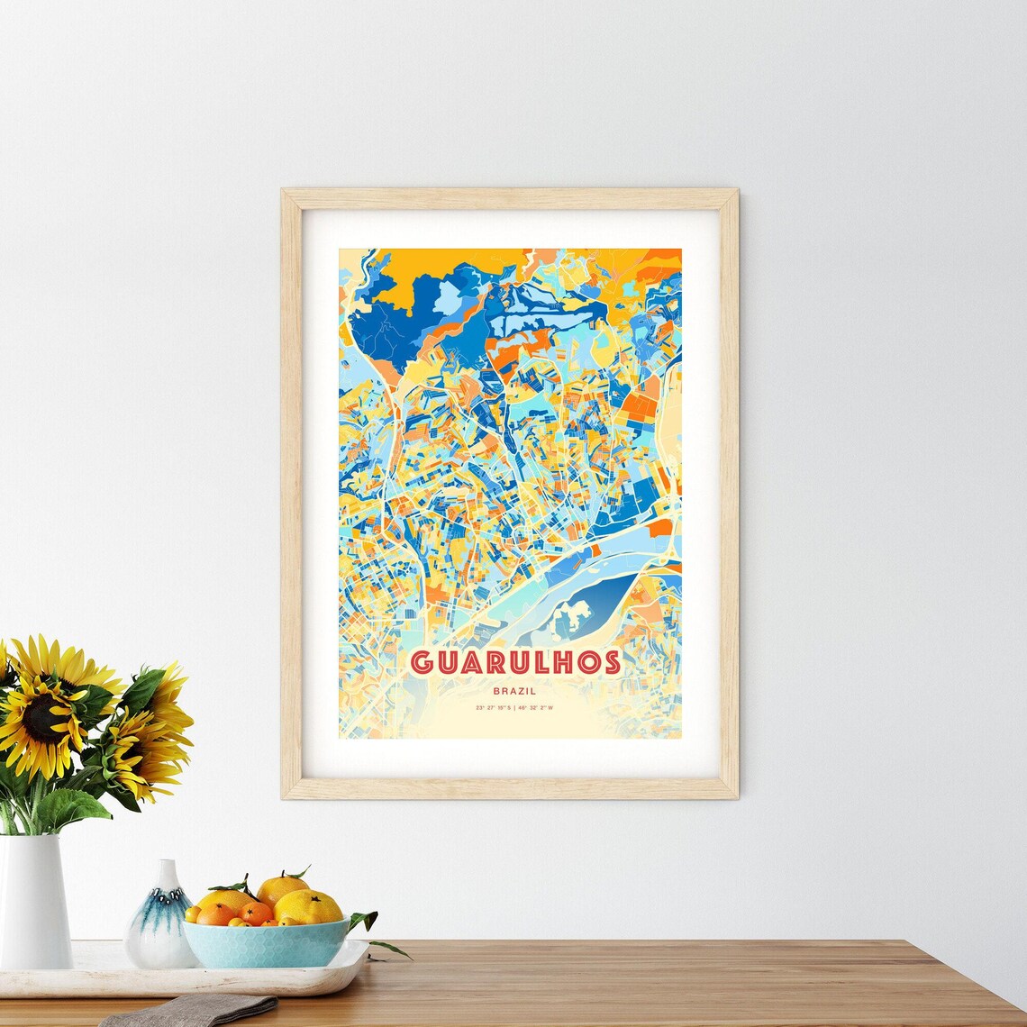 Guarulhos Brazil Vibrant Colorful City Street Map Art Poster - Image 2
