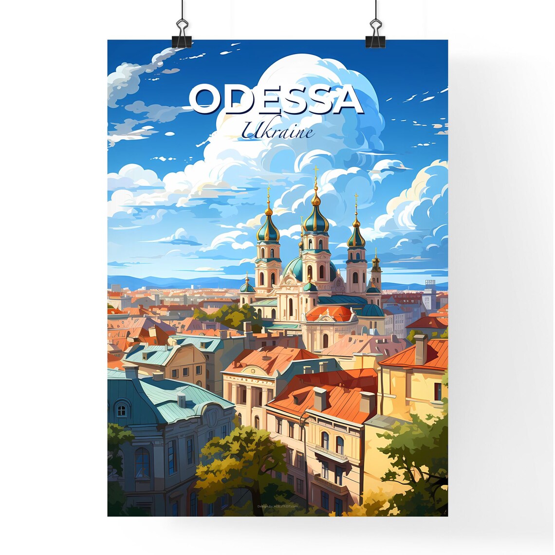 Odessa Ukraine Onion Dome Cathedral Rooftop Skyline Travel Poster - Image 4