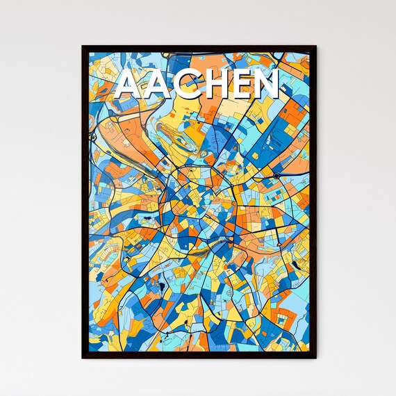 Aachen Germany Colorful City Street Map Poster Vibrant Travel Decor Gift