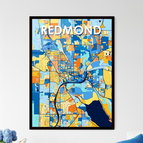 Redmond Washington Vibrant Colorful Geometric Street Grid City Map Art Poster
