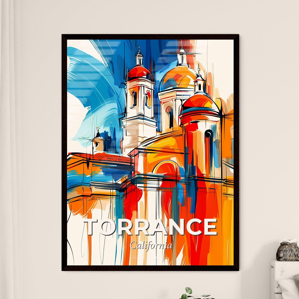 Torrance California Colorful City Painting Abstract Domes Poster