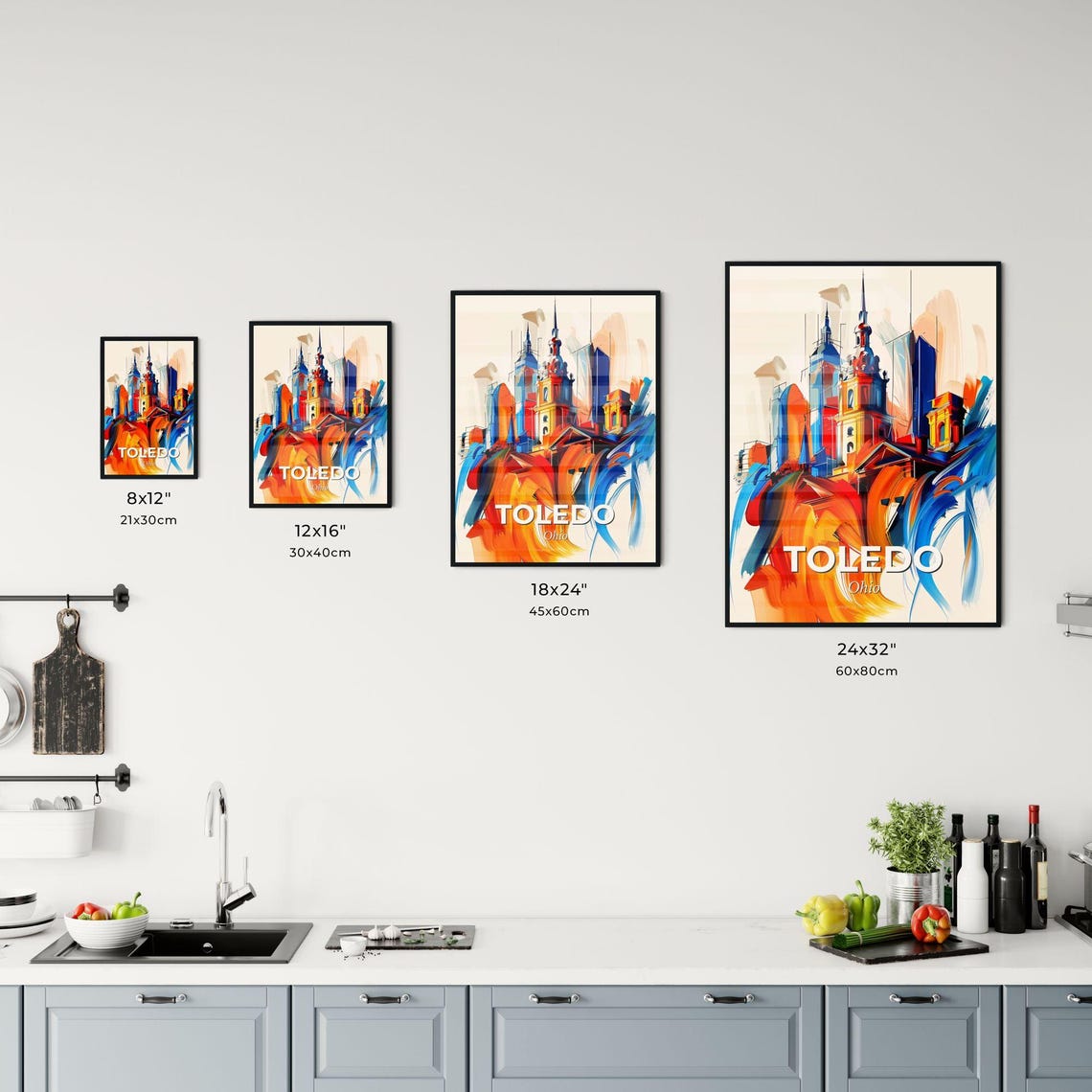 Toledo Ohio Dynamic Abstract City Skyline Painting Art Poster - Image 3