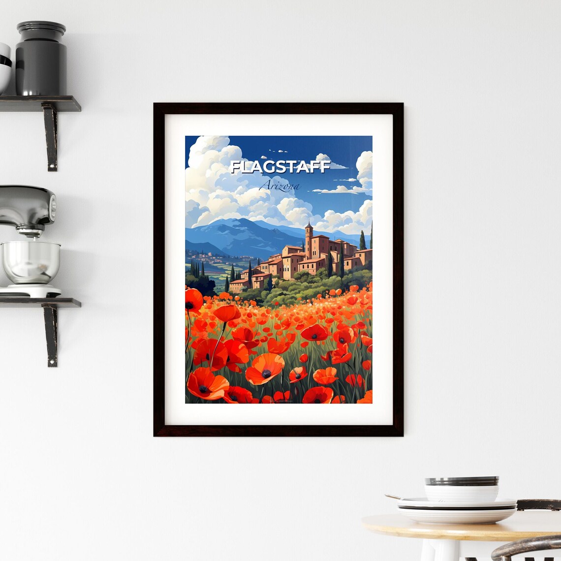 Flagstaff Arizona Wild Poppy Field Town Vintage Travel Poster - Image 2