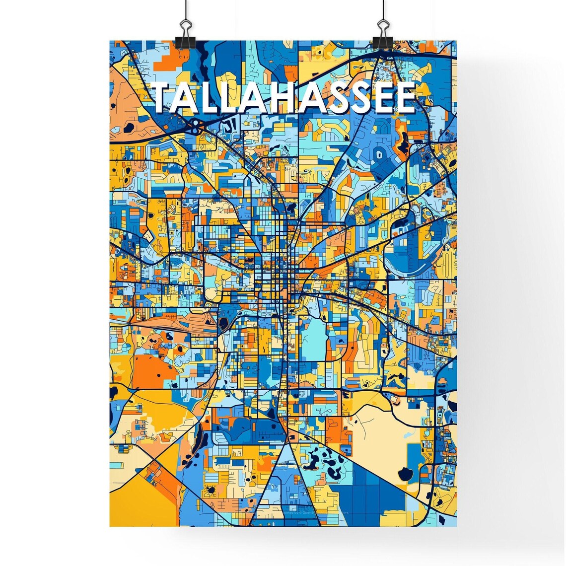 Tallahassee Florida Colorful Vibrant City Street Map Art Poster - Image 4