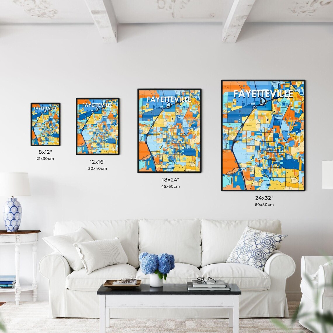 Fayetteville Arkansas Vibrant Colorful Illustrated Street Map Art Poster - Image 3