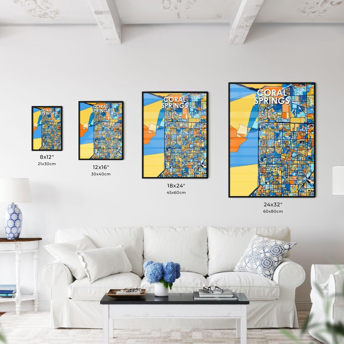 Personalisable Coral Springs Fl Art Map Vibrant Wall Decor Poster For Unique Home Styling Thoughtful Gift Ideas - Image 3