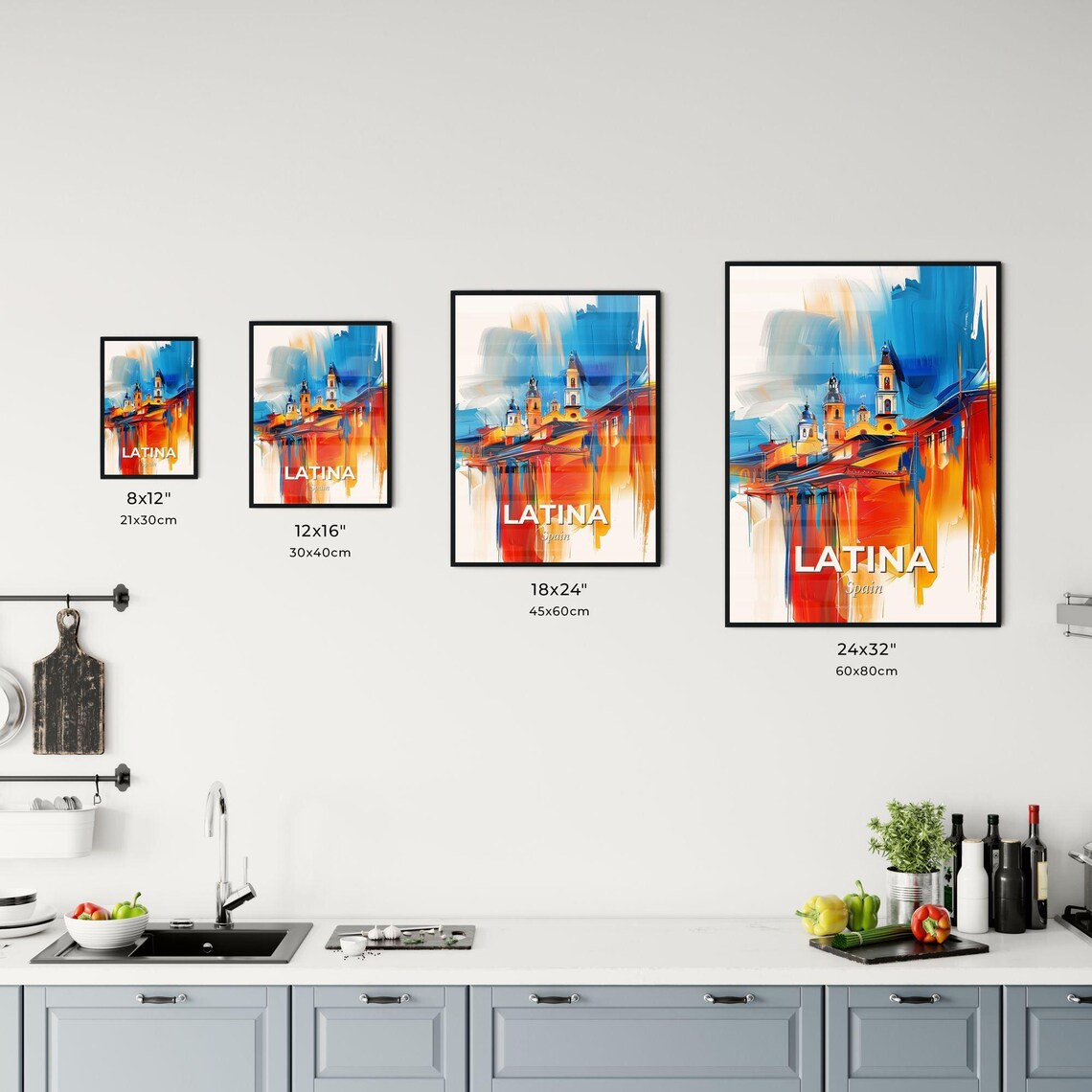 Latina Spain Colorful Abstract Church Towers Painting Art Poster - Image 3