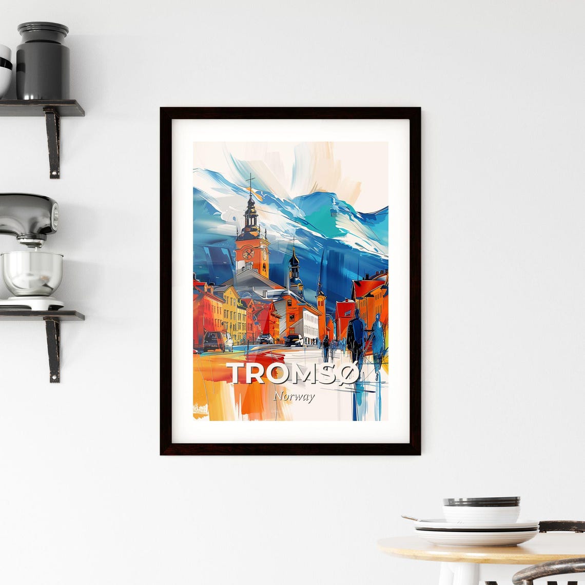 Tromso Norway Colorful Abstract Church Mountain Town Art Poster - Image 2