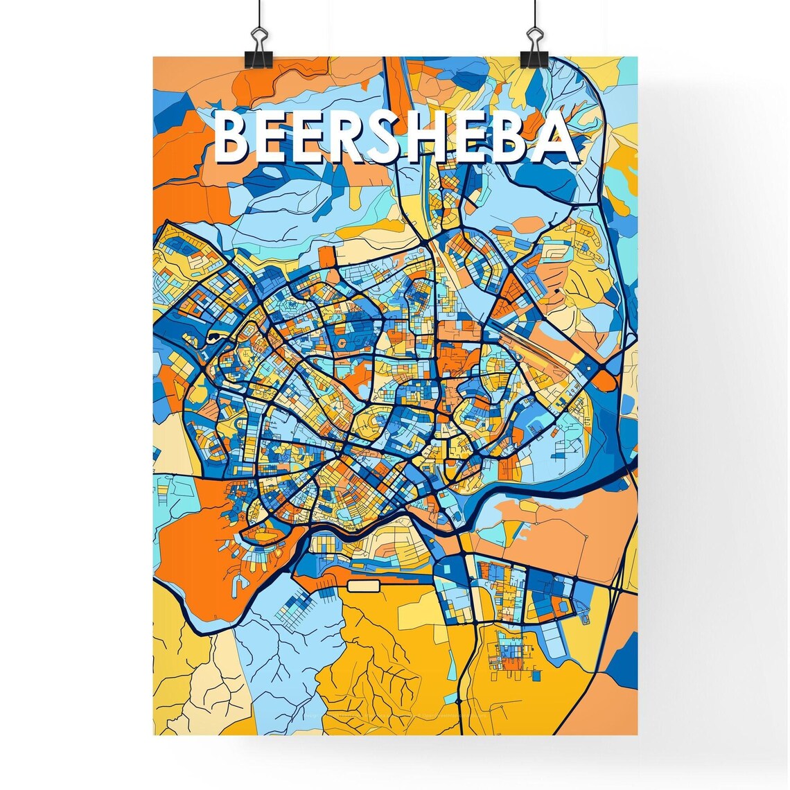 Beersheba Israel Colorful Modern City Street Map Travel Decor Poster - Image 4